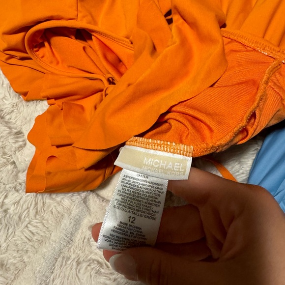 Orange Michael Kors ruffled scoop-back one-piece - Picture 4 of 5